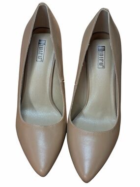 IDIFU Nude Pointed Toe Block Heel Pumps Women’s Size 9.5 Classic Work Heels